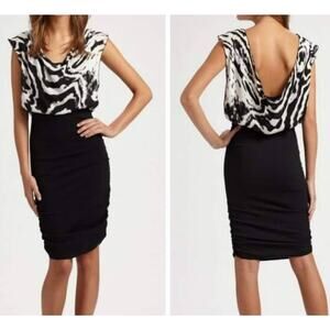 Alice + Olivia Zebra Top Blouson Silk Blend Slouchy Dress Size Small